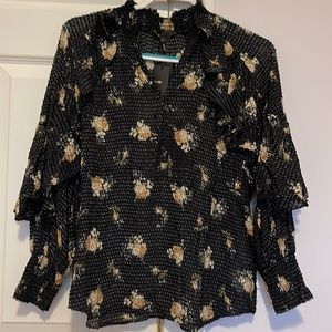 Maje Floral Ruffle Sleeves Blouse